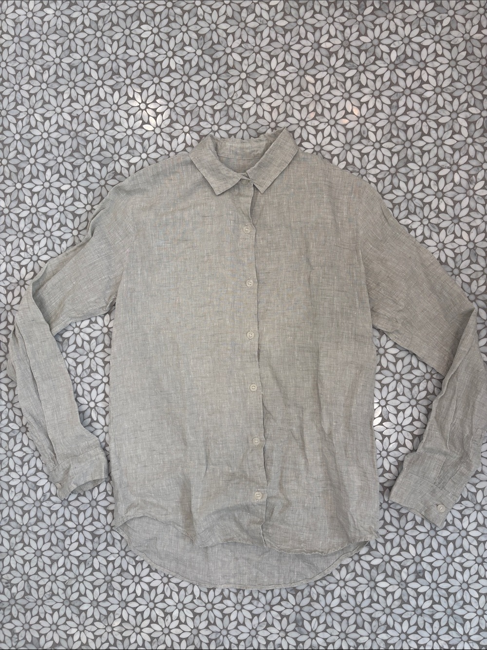 Men's Sunspel L/S Linen Button up in Ecru, Size XXS